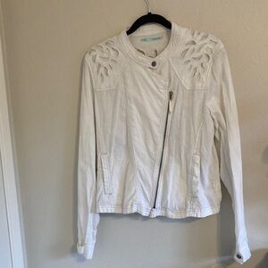 Maurices White Linen & Cotton Jacket with Unique Cut-Out Design